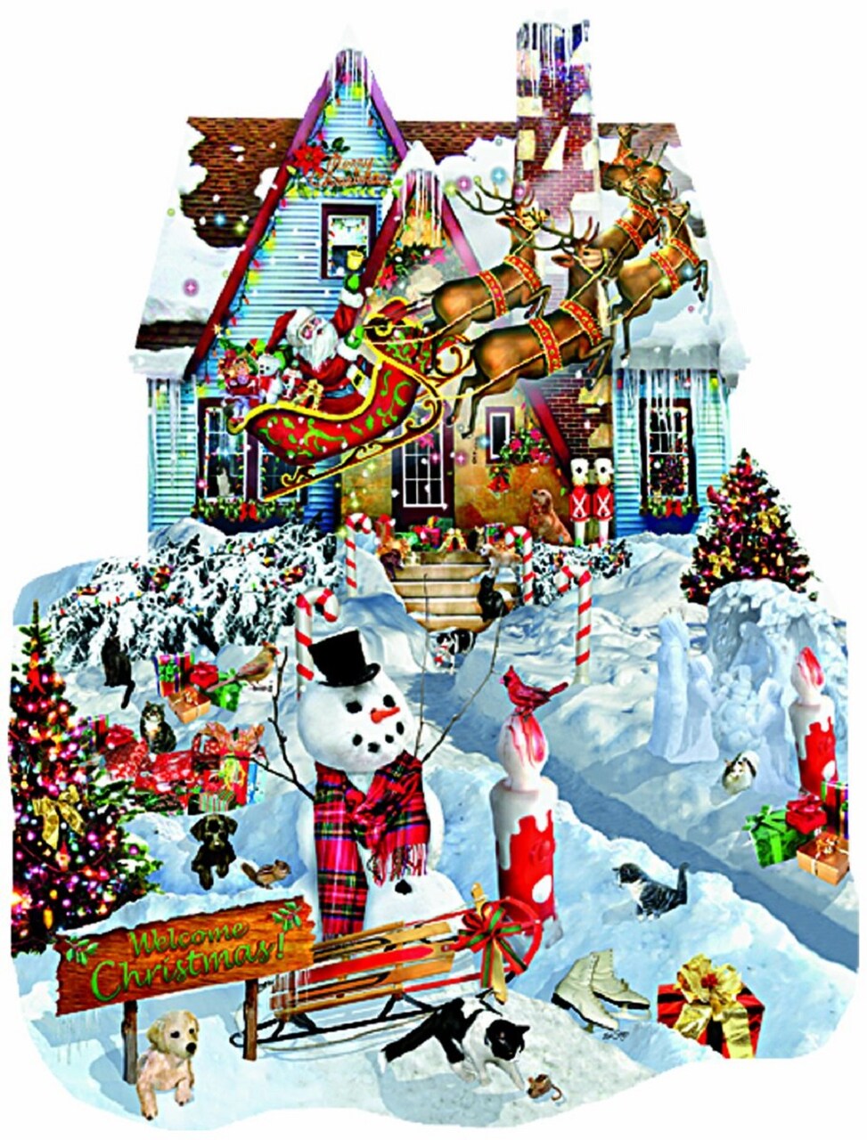 Sunsout Christmas at Our House 1000 pc Special Shape Christmas Jigsaw Puzzle 95539